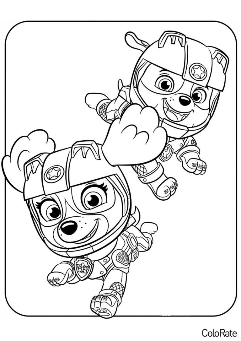 Раскраска Крепыш и Скай распечатать - Щенячий патруль