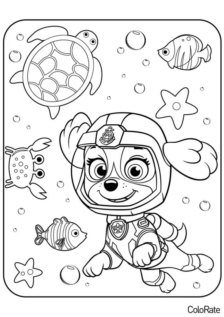 Раскраски Скай из Щенячьего патруля распечатать на А4