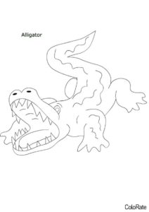 Распечатать раскраску Разъяренный аллигатор - Крокодилы и аллигаторы