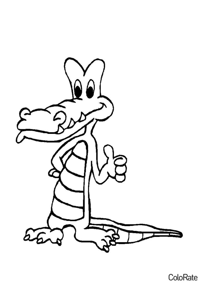 Раскраска У крокодила прекрасный день распечатать - Крокодилы и аллигаторы