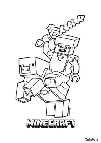 Майнкрафт распечатать раскраску - LEGO Стив в броне