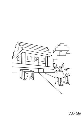 Пркерасный домик и верстак распечатать разукрашку бесплатно - Майнкрафт