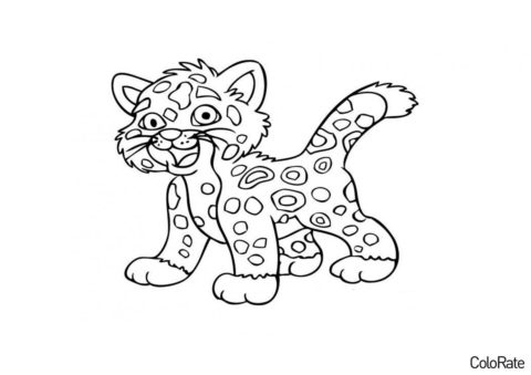 Пятнистый малыш - Леопарды распечатать раскраску на А4