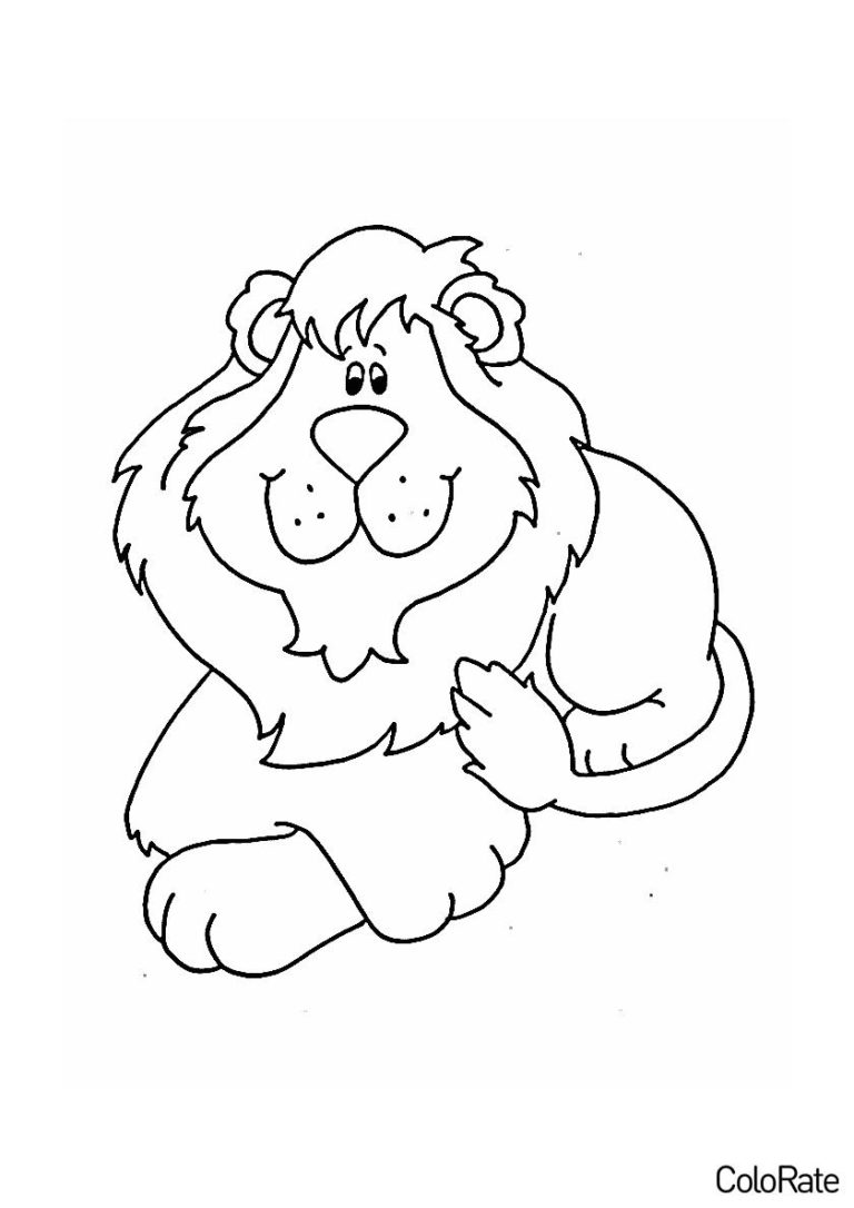 Раскраска Отдыхающий лев распечатать - Львы