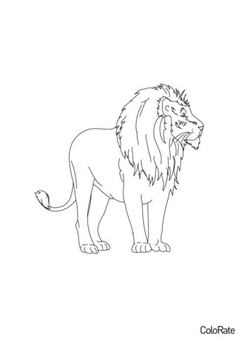 Бесплатная разукрашка для печати и скачивания Реалистичный лев - Львы