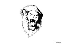 Татуировка с головой льва (Львы) распечатать раскраску