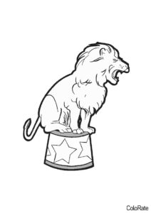 Бесплатная раскраска Цирковой лев - Львы
