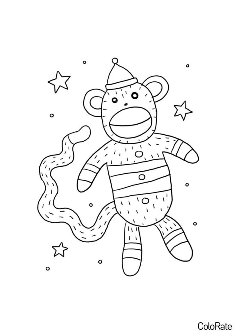 Раскраска Игрушечная обезьяна распечатать - Обезьяны