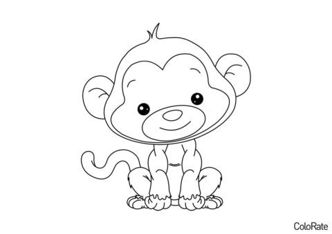 Бесплатная раскраска Милая горилла распечатать и скачать - Обезьяны