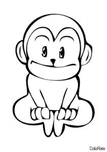 Милая обезьянка (Обезьяны) распечатать бесплатную раскраску
