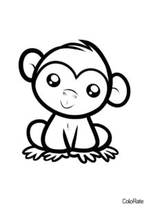 Бесплатная раскраска Милая улыбающаяся обезьянка распечатать на А4 - Обезьяны