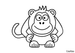 Смешная круглоголовая обезьяна распечатать разукрашку бесплатно - Обезьяны