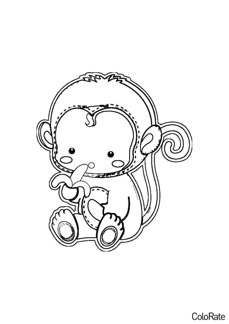 Раскраска Смешной малыш распечатать - Обезьяны