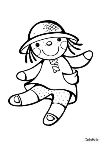 Игрушка с соломенной шляпой раскраска распечатать бесплатно на А4 - Куклы
