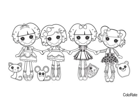 Четыре подружки с питомцами распечатать раскраску - Куклы