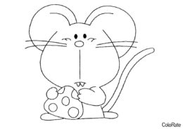 Мышка с кусочком сыра распечатать и скачать раскраску - Мыши