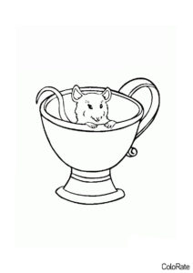 Мышонок в кружке (Мыши) раскраска для печати и загрузки