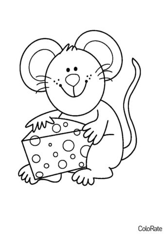 Мыши бесплатная разукрашка - Огромный ломоть сыра