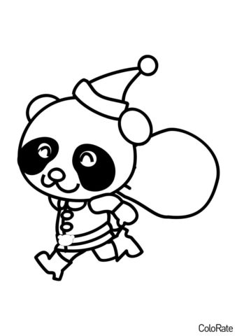 Панда - помощник Санты (Панды) распечатать разукрашку