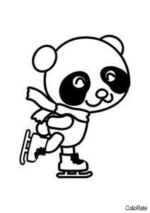 Панда на коньках (Панды) распечатать раскраску