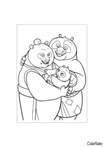 Счастливая семья (Панды) раскраска для печати и загрузки