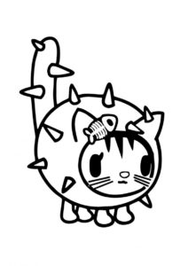 Котик в костюме динозавра (Тока Бока) бесплатная раскраска