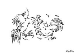 Бойцовские петушки (Петухи и курицы) раскраска для печати и загрузки