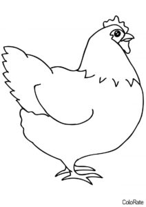 Распечатать раскраску Курочка - Петухи и курицы
