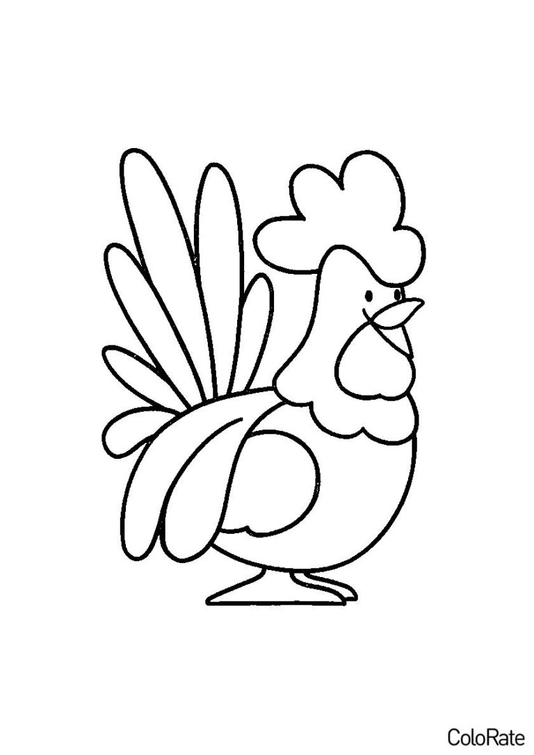 Раскраска Петушок Золотой гребешок распечатать - Петухи и курицы