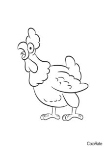 Петушок кукарекает бесплатная раскраска - Петухи и курицы