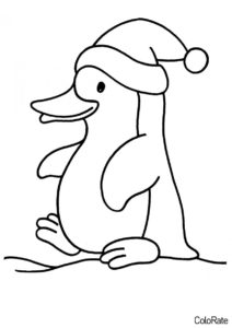 Пингвиненок на прогулке (Пингвины) распечатать бесплатную раскраску