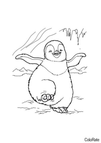 Бесплатная разукрашка для печати и скачивания Танцующий пингвиненок-малыш - Пингвины