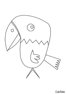 Попугаи распечатать раскраску на А4 - Попугайчик с огромной головой