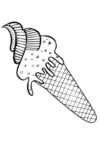 Вафельный рожок бесплатная раскраска - Мороженое