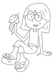 Раскраска Девочка с рожком мороженого распечатать и скачать - Мороженое
