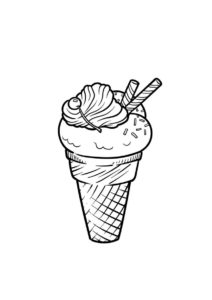 Мороженое с декорациями (Мороженое) распечатать раскраску