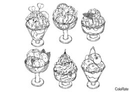 Бесплатная раскраска Разные виды мороженого распечатать на А4 и скачать - Мороженое