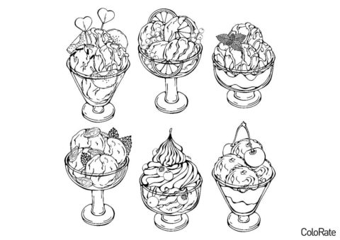 Бесплатная раскраска Разные виды мороженого распечатать на А4 и скачать - Мороженое
