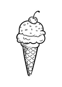Бесплатная раскраска Рожок с вишенкой - Мороженое