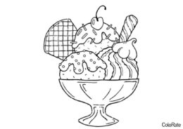 Бесплатная раскраска Стакан с тремя шариками мороженого - Мороженое