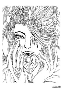 Эстетичный рисунок девушки (Эстетика) раскраска для печати и загрузки