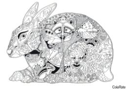 Антистресс кролик - Антистресс бесплатная раскраска