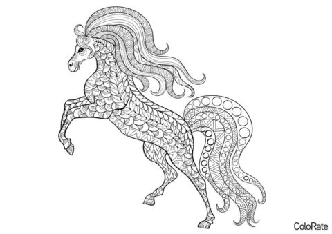 Раскраска Лошадь антистресс распечатать на А4 - Антистресс