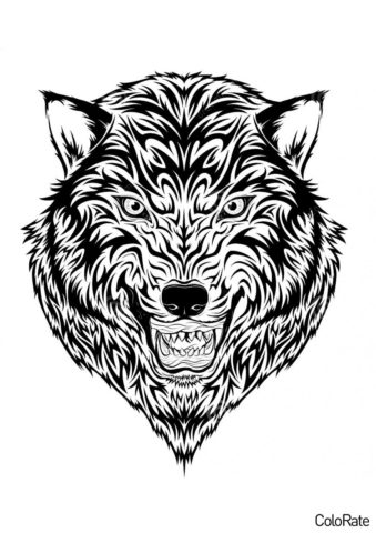 Антистресс распечатать раскраску - Разъяренный волк
