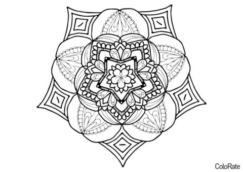 Раскраска Мандала в виде пятиугольника - Мандалы