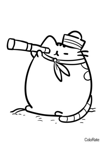 Пушин моряк раскраска распечатать бесплатно на А4 - Pusheen Cat