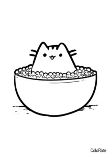 Ужин с Пушин Кэт бесплатная раскраска - Pusheen Cat