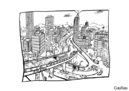 Раскраска Открытка с изображением города распечатать на А4 и скачать - Город