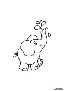 Бесплатная раскраска Милый слоненок - Для детского сада