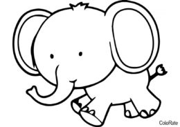 Раскраска Слоненок на прогулке распечатать на А4 - Для детского сада